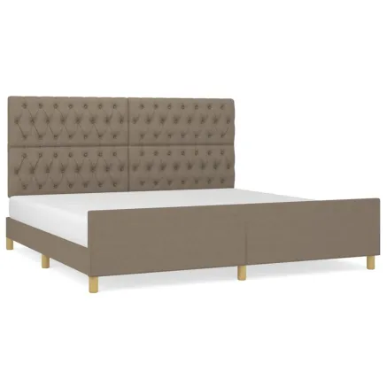 Cadre de lit sans matelas et tête de lit taupe 200x200 cm tissu 2