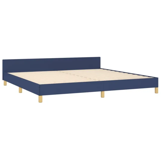 Cadre de lit sans matelas avec tête de lit bleu 200x200cm tissu