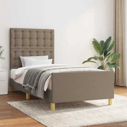 Cadre de lit sans matelas avec tête de lit taupe 80x200cm tissu