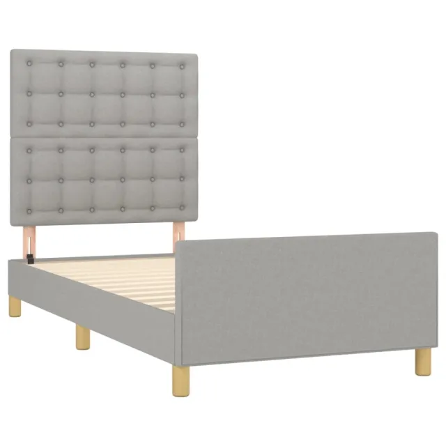 Cadre de lit sans matelas avec tête de lit gris clair 90x190cm