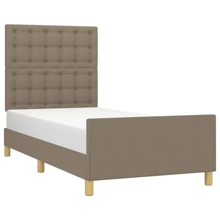 Cadre de lit sans matelas avec tête de lit taupe 90x190cm tissu