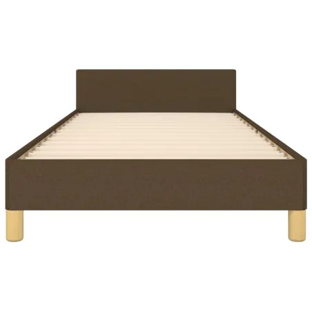 Cadre de lit sans matelas marron foncé 90x200 cm tissu