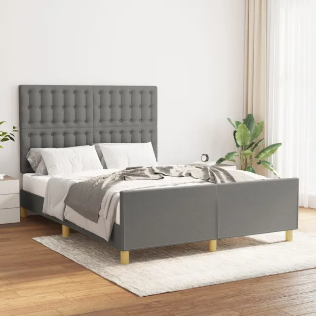 Cadre de lit sans matelas gris foncé 140x190 cm tissu