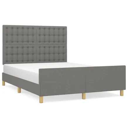 Cadre de lit sans matelas gris foncé 140x190 cm tissu 2
