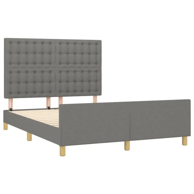 Cadre de lit sans matelas gris foncé 140x190 cm tissu
