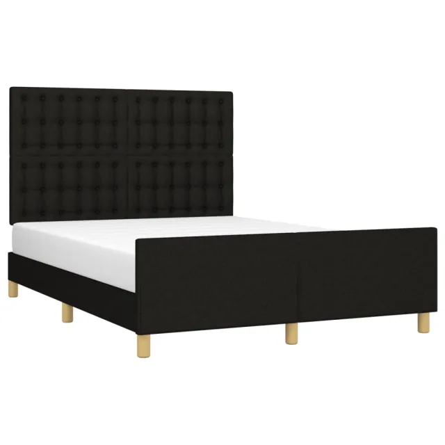 Cadre de lit sans matelas noir 140x190 cm tissu