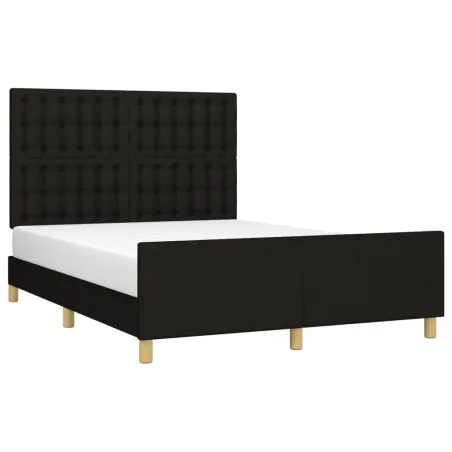 Cadre de lit sans matelas noir 140x190 cm tissu
