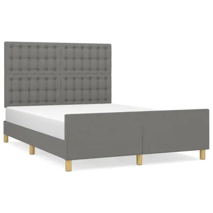Cadre de lit sans matelas gris foncé 140x200 cm tissu 2