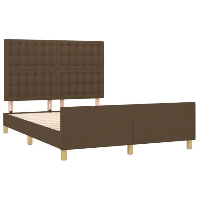 Cadre de lit sans matelas marron foncé 140x200 cm tissu