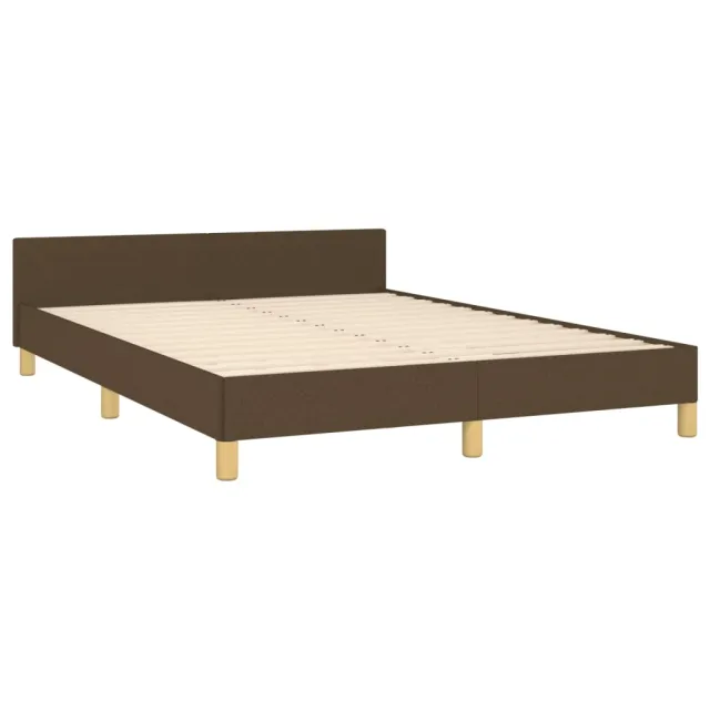 Cadre de lit sans matelas marron foncé 140x200 cm tissu