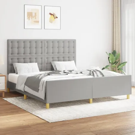 Cadre de lit sans matelas gris clair 160x200 cm tissu