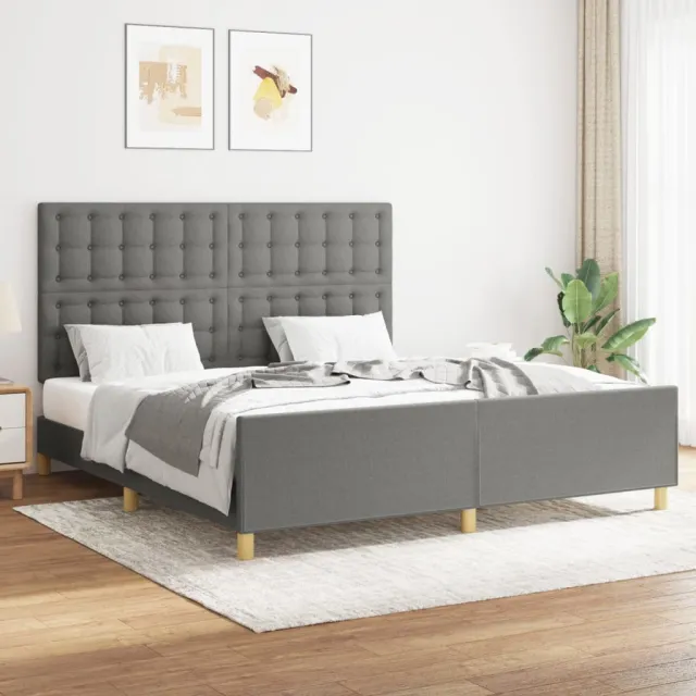 Cadre de lit sans matelas gris foncé 160x200 cm tissu