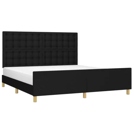 Cadre de lit sans matelas noir 160x200 cm tissu