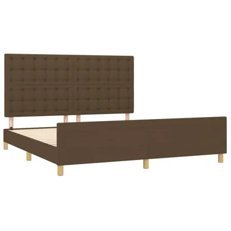 Cadre de lit sans matelas marron foncé 160x200 cm tissu