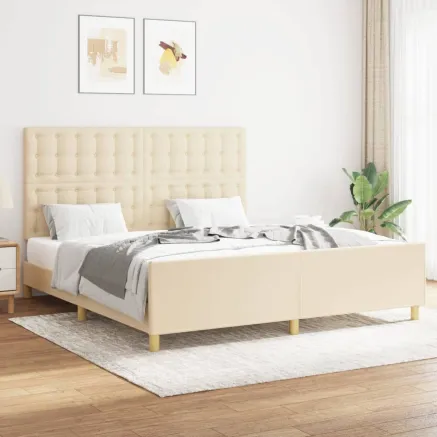 Cadre de lit sans matelas crème 160x200 cm tissu