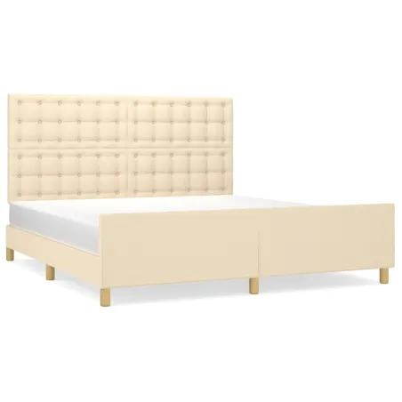 Cadre de lit sans matelas crème 160x200 cm tissu
