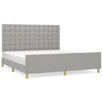 Cadre de lit sans matelas gris clair tissu 2