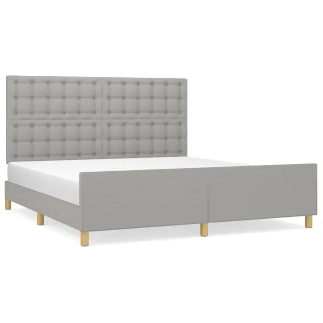 Cadre de lit sans matelas gris clair tissu