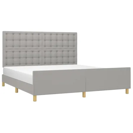Cadre de lit sans matelas gris clair tissu