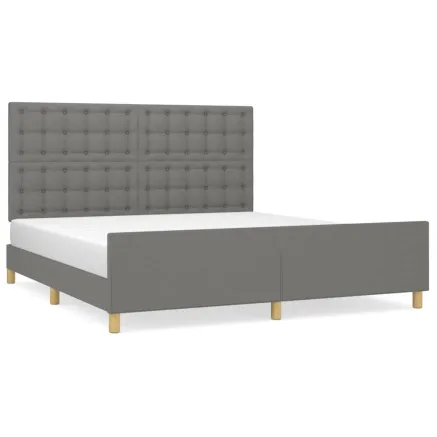 Cadre de lit sans matelas gris foncé tissu 2