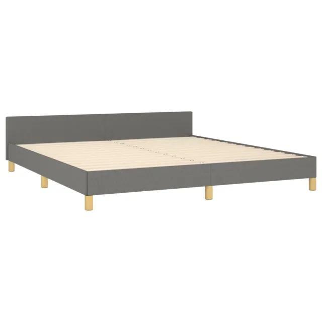 Cadre de lit sans matelas gris foncé tissu