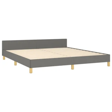 Cadre de lit sans matelas gris foncé tissu