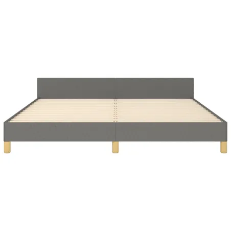 Cadre de lit sans matelas gris foncé tissu