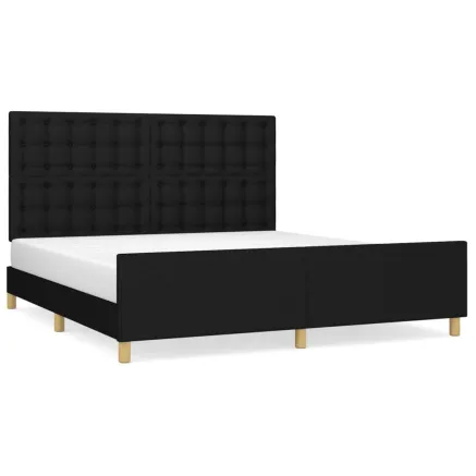 Cadre de lit sans matelas noir tissu 2