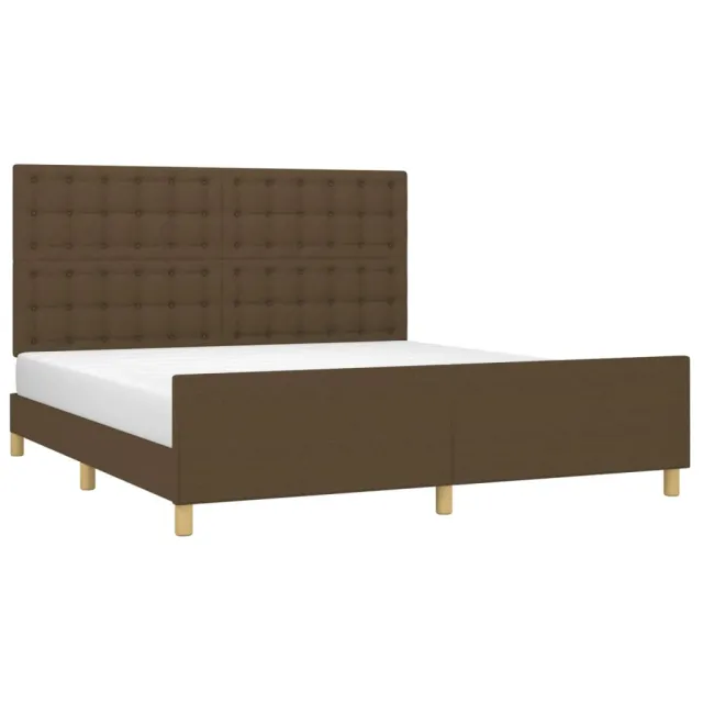 Cadre de lit sans matelas marron foncé tissu