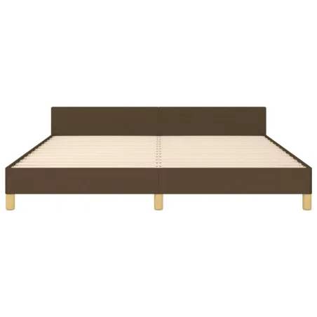 Cadre de lit sans matelas marron foncé tissu