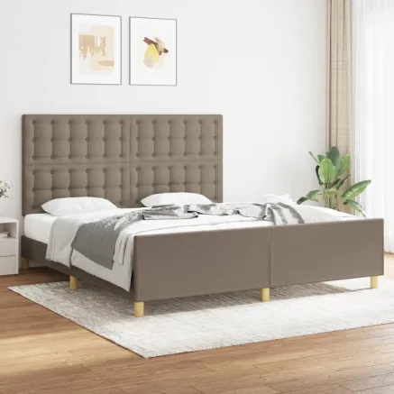 Cadre de lit sans matelas taupe tissu