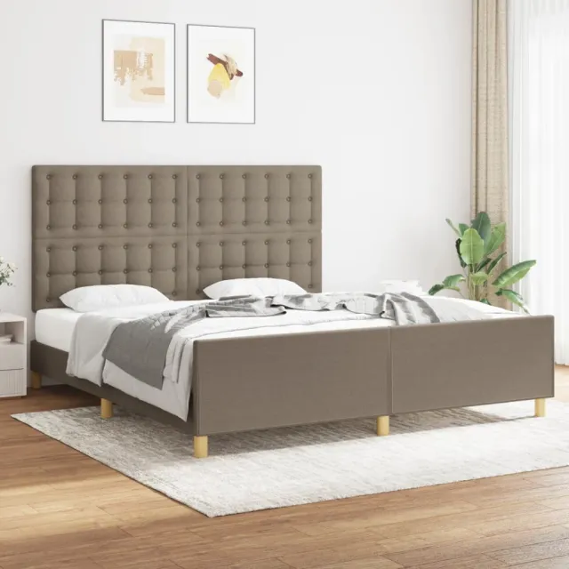 Cadre de lit sans matelas taupe tissu
