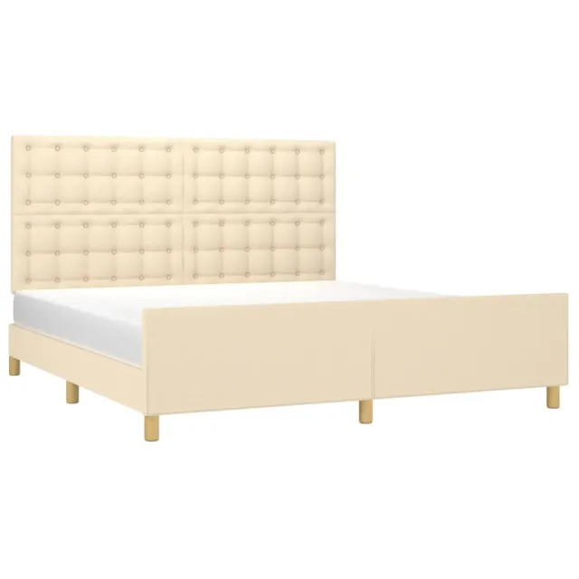 Cadre de lit sans matelas crème tissu