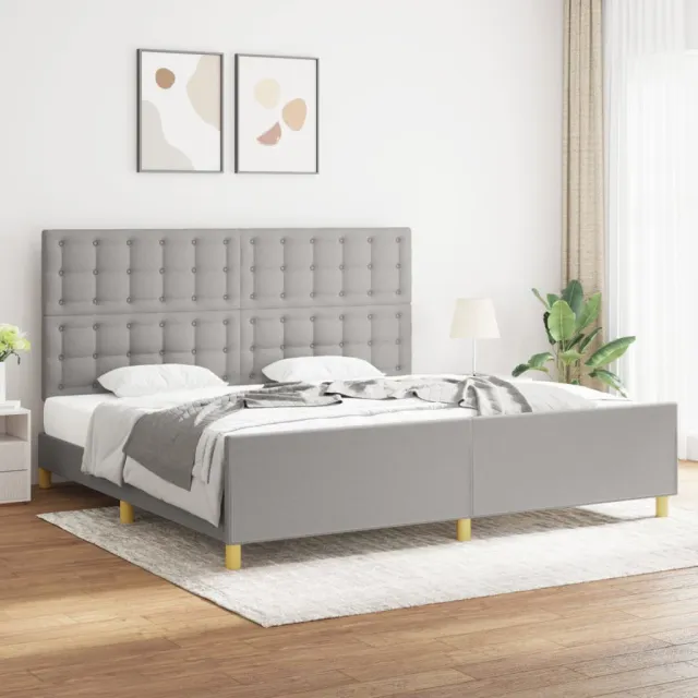Cadre de lit sans matelas gris clair 200x200 cm tissu