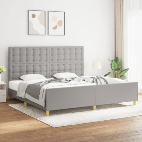 Cadre de lit sans matelas gris clair 200x200 cm tissu