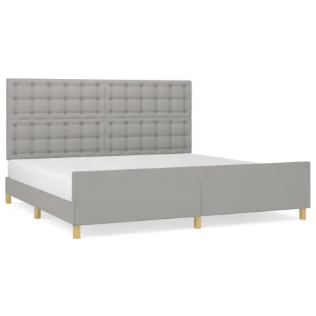 Cadre de lit sans matelas gris clair 200x200 cm tissu