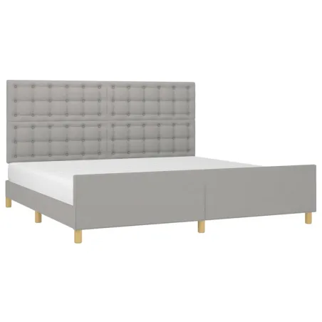Cadre de lit sans matelas gris clair 200x200 cm tissu