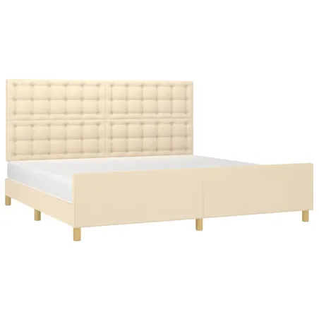 Cadre de lit sans matelas crème 200x200 cm tissu