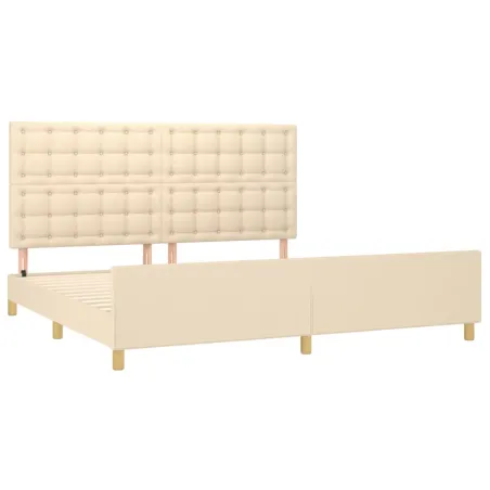 Cadre de lit sans matelas crème 200x200 cm tissu