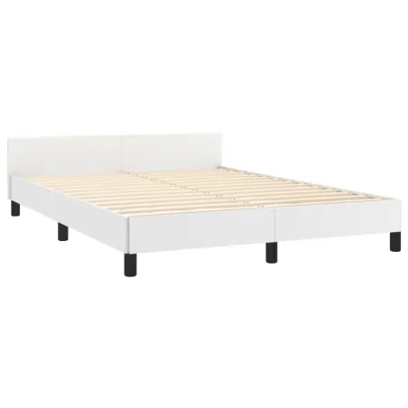 Cadre de lit sans matelas blanc 140x190 cm similicuir