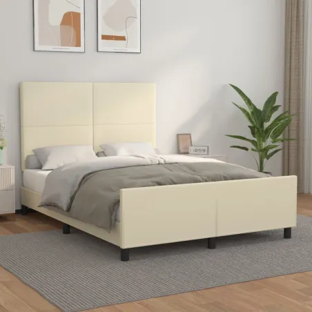 Cadre de lit sans matelas crème 140x190 cm similicuir