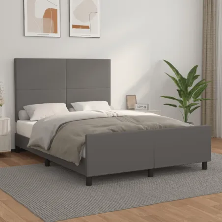 Cadre de lit sans matelas gris 140x200 cm similicuir