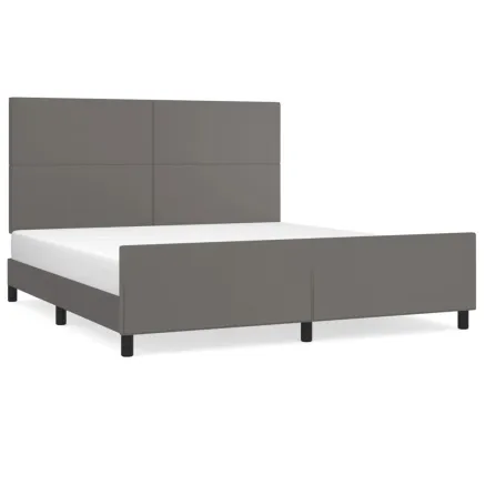Cadre de lit sans matelas gris 160x200 cm similicuir 2
