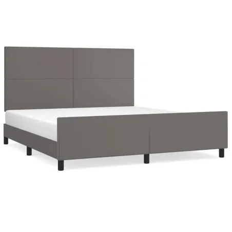 Cadre de lit sans matelas gris 160x200 cm similicuir