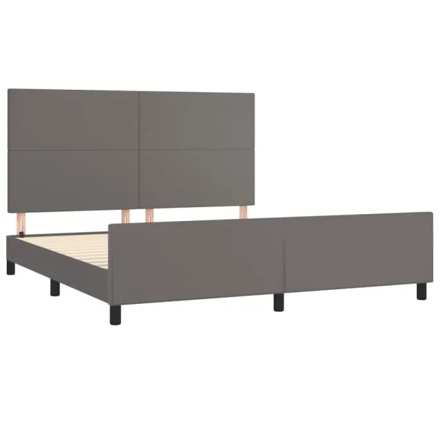 Cadre de lit sans matelas gris 160x200 cm similicuir