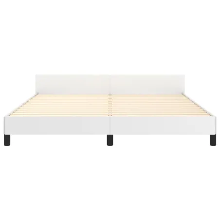 Cadre de lit sans matelas blanc similicuir
