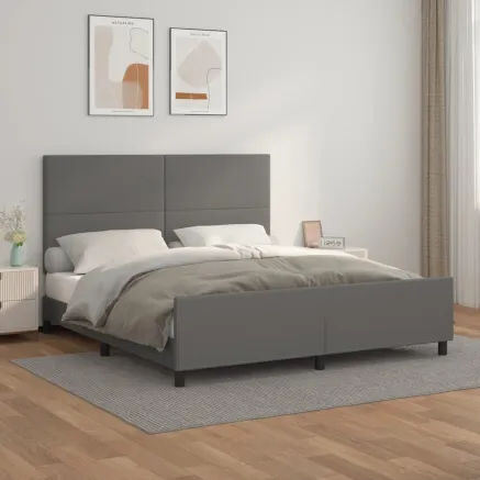 Cadre de lit sans matelas gris similicuir