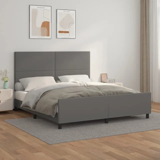 Cadre de lit sans matelas gris similicuir