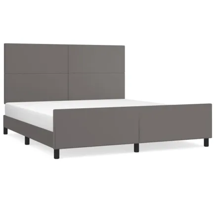 Cadre de lit sans matelas gris similicuir 2