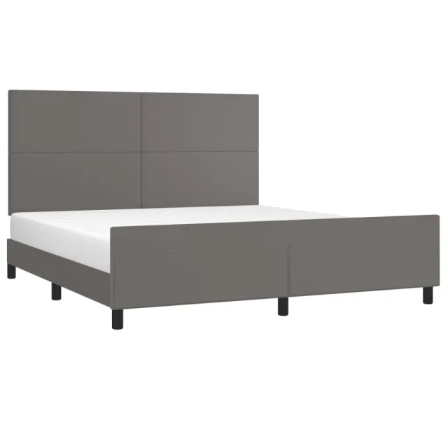 Cadre de lit sans matelas gris similicuir